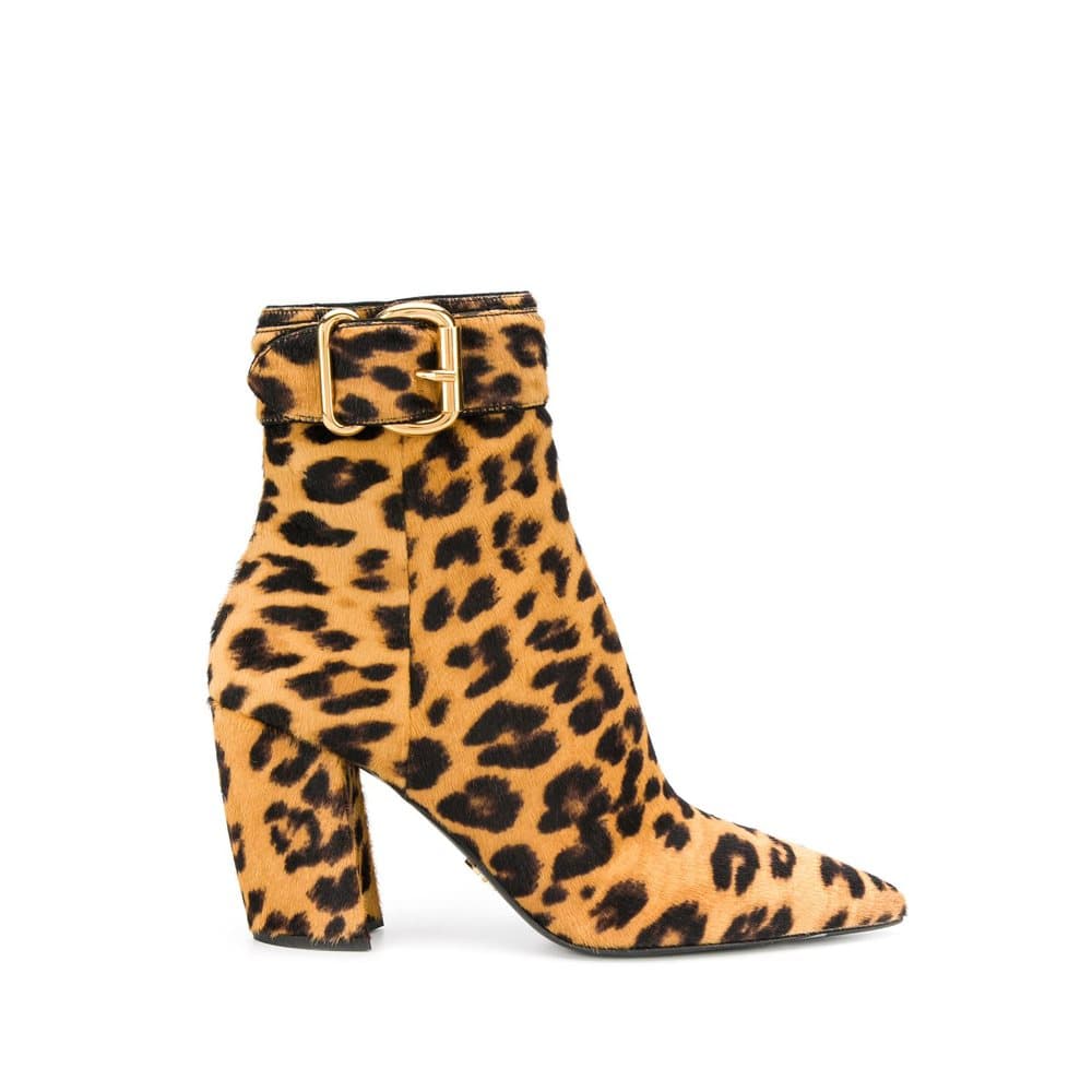 Prada Leopard Print Ankle Boots Brown