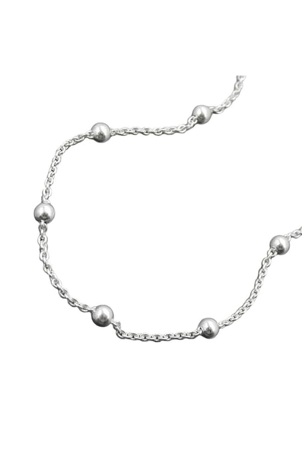 Anklet 1.3mm Anchor Chain With 13 Balls Adjustable Length Silver 925 25cm - GL111030-25