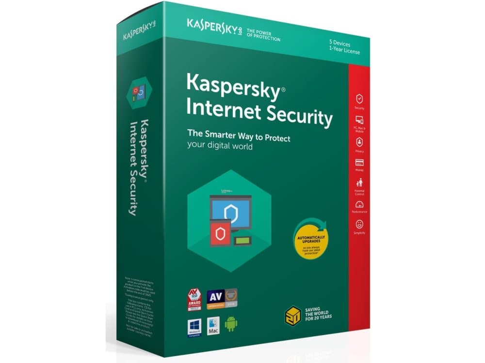 Kaspersky Internet Security 2020 - Bokspakke (1 år) - 3 enheter - Attach - Win, Mac, Android, iOS - Nordisk - Europa