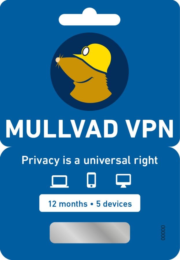 Mullvad VPN 12 månader 5 enheter