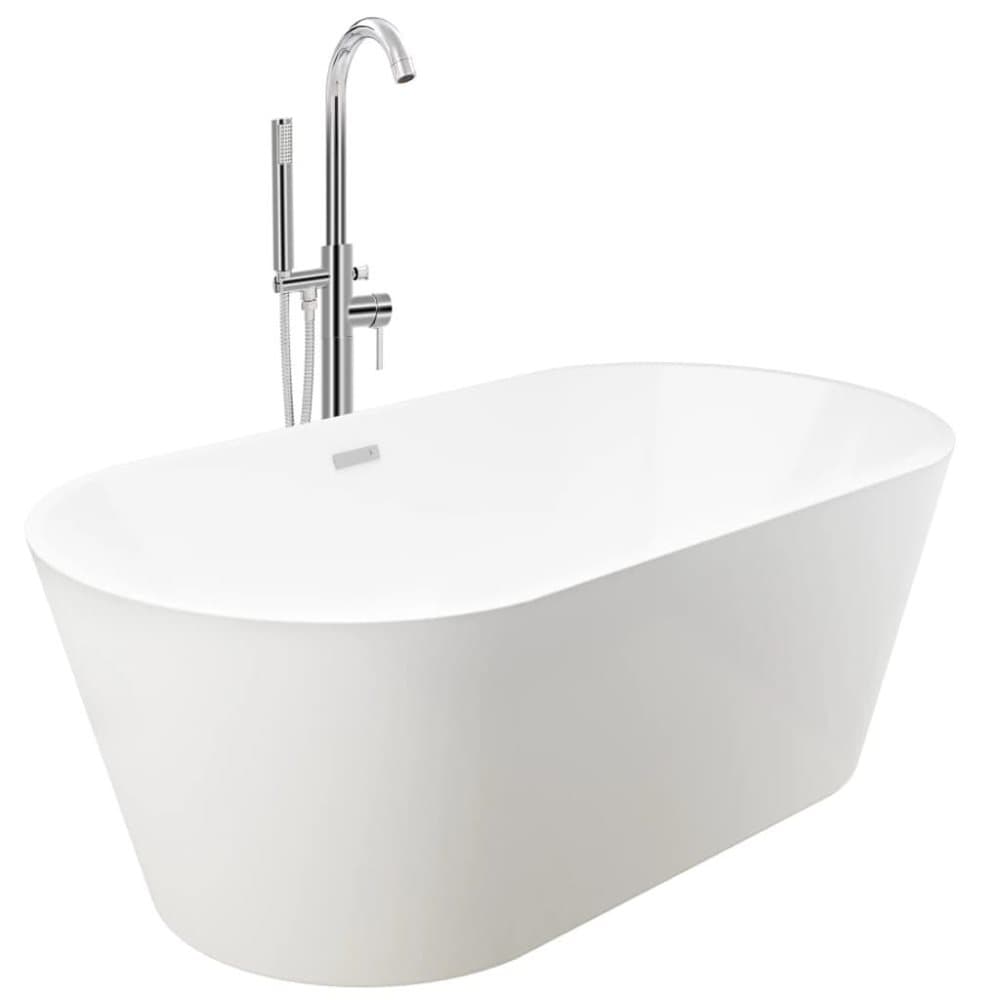 vidaXL fritstående badekar og hane 220 L 118 5 cm sølvfarvet