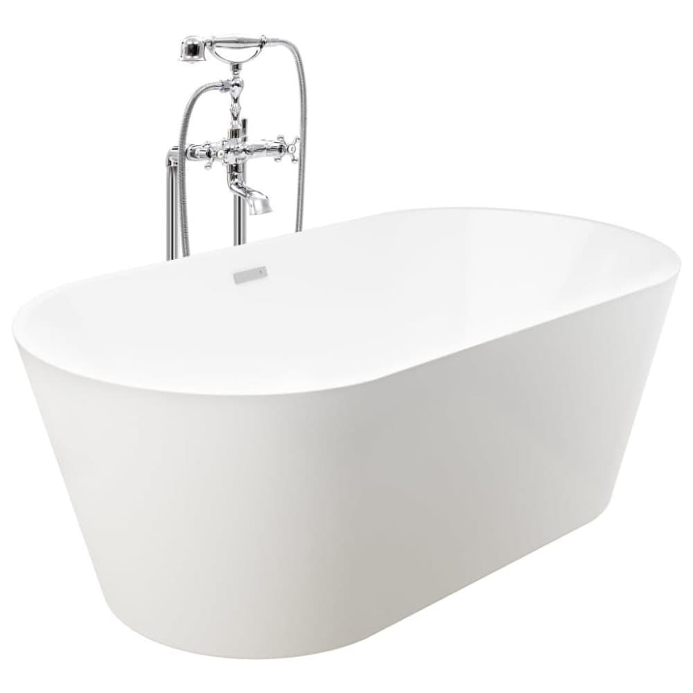 vidaXL Fristående badkar och blandare 220 L 995 cm silver