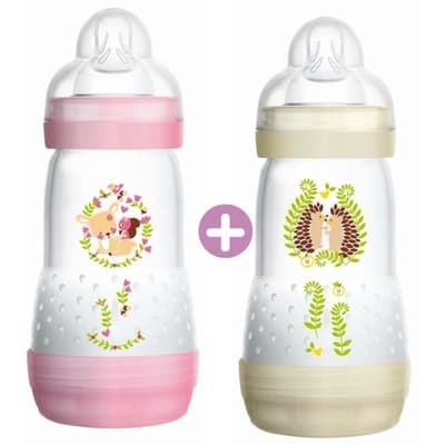 MAM Easy Start -koliikkopullo - 260ml - 0 - 6 kuukautta - Flow Teat 2 - 2 kpl - Tyttö