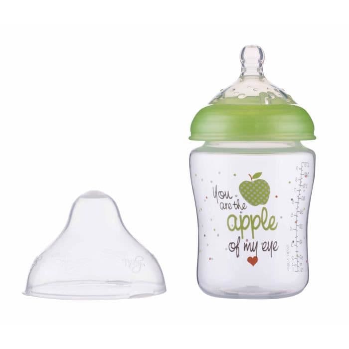 NUBY tuttipullo - pienet hetket - hidas virtaus - 270 ml - vihreä - 0 kuukautta +