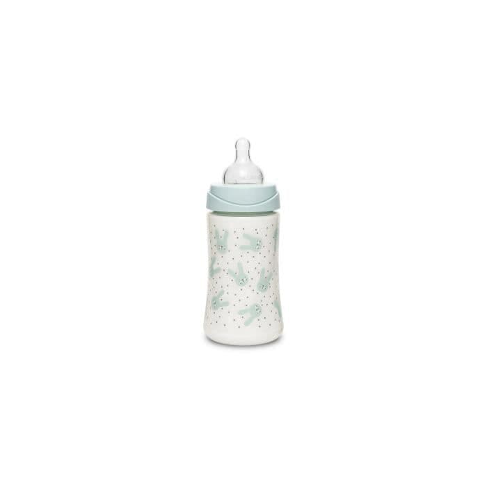 SUAVINEX babyflaske 270 ml rund patteflow 3 hastigheder - grøn kanin