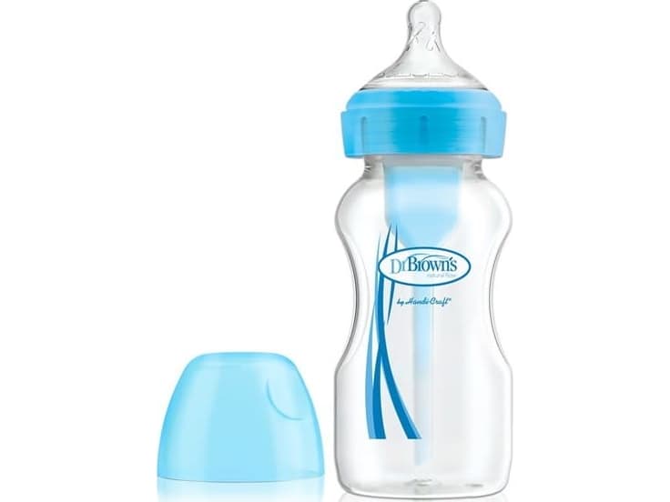 Dr Browns Options + wide neck baby feeding bottle blue 0m + 270ml (WB91602)