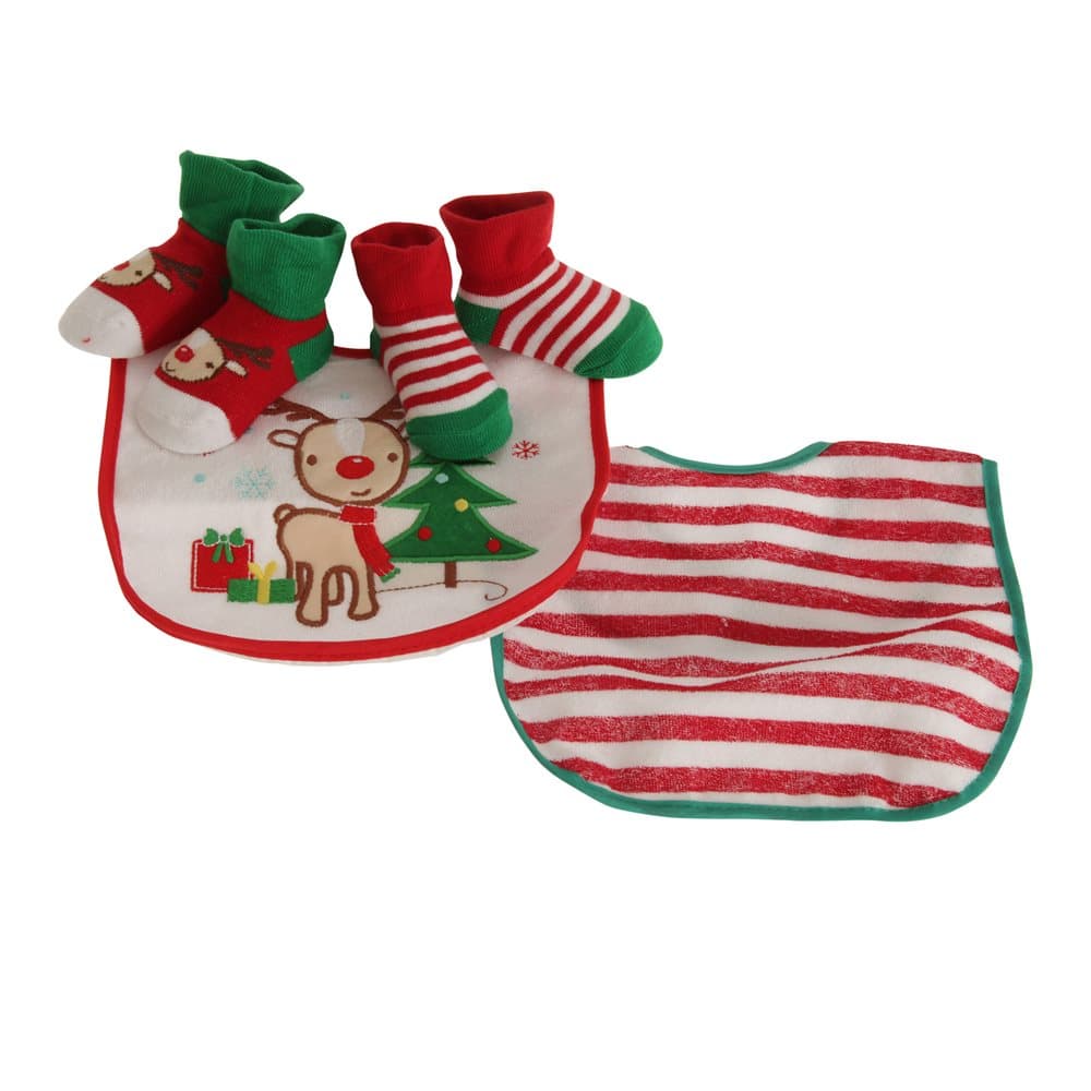 Nursery Time Baby Boys/Girls Rudolph The Reindeer Christmas Gift Set (Bibs & Socks)