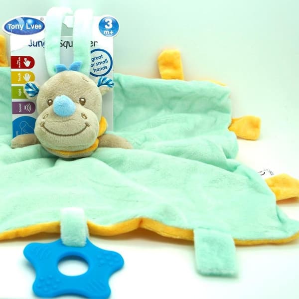 Baby plysch barnhandduk teether leksak snuttefilt