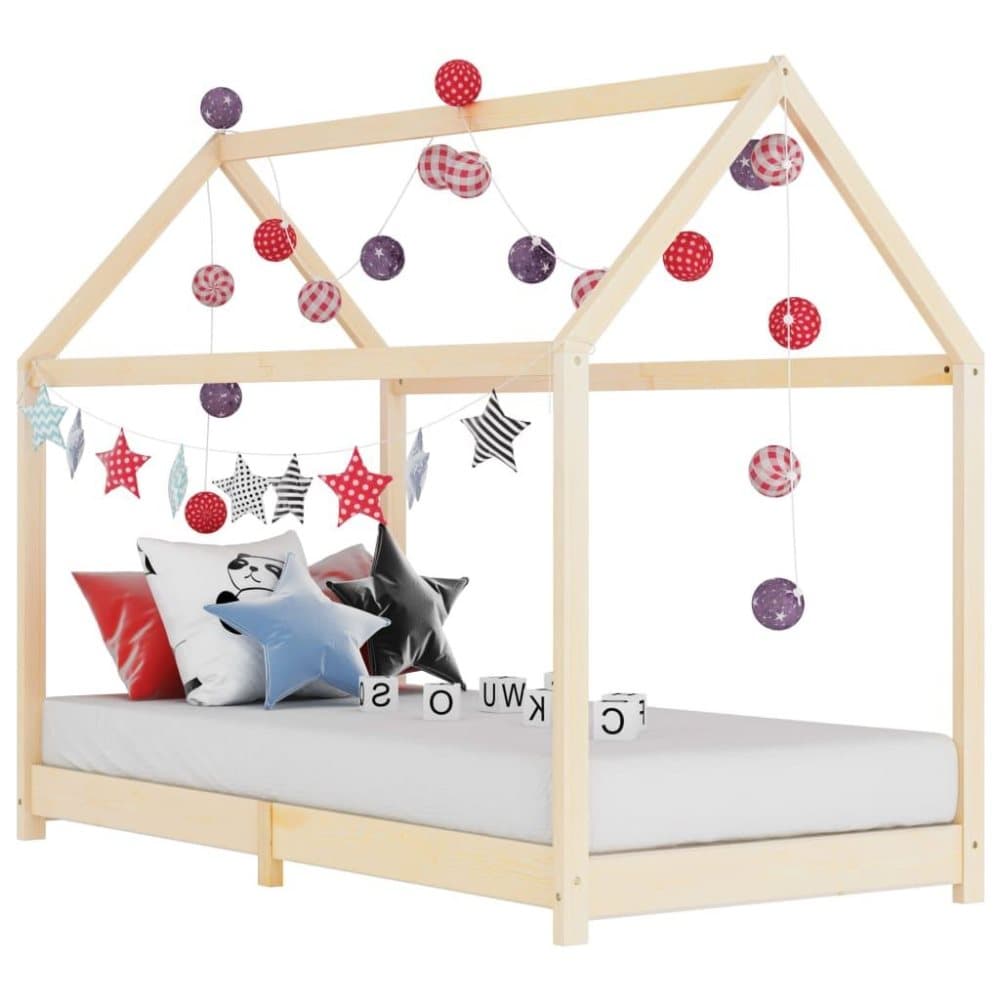 vidaXL Sengeramme for barn heltre furu grå 80x160 cm
