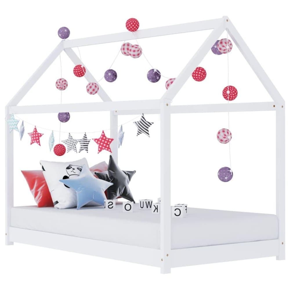 vidaXL Sengeramme for barn heltre furu hvit 80x160 cm