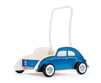 BRISA VW Collection - Volkswagen Beetle Bubbla Bitl Ensimmäiset vaiheet vauvan kävelijä (Wood/Blue)