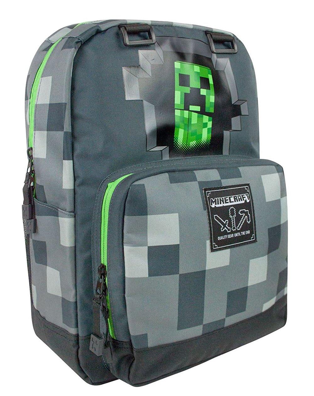 MINECRAFT CREEPY CREEPER BACKPACK GREY