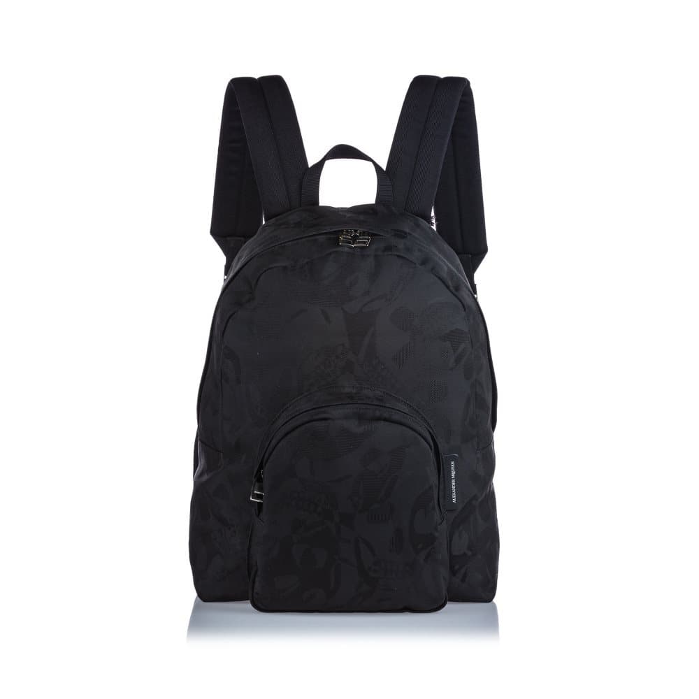 Pre-owned Alexander McQueen Printed Jacquard Backpack Black