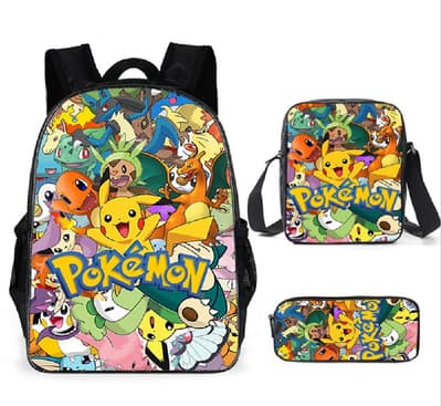Pokémon Pokemon Pikachu rygsæk + skulderrem taske + penalhusPokémon Pokemon Pikachu -reppu + olkalaukku + penaali