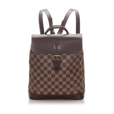 Pre-owned Louis Vuitton Damier Ebene Soho Backpack Brown