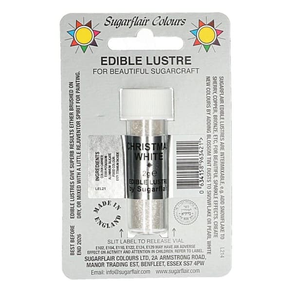 Sugarflair Edible Lustre Christmas White 2g