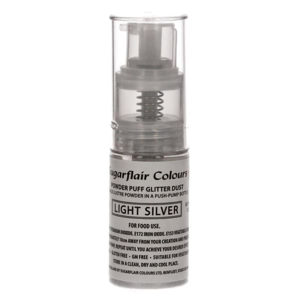 Sugarflair - Ljus Silver Glitterspray 10g | Light Silver
