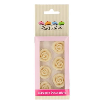 FunCakes Marzipan Decorations Roses White Set/6