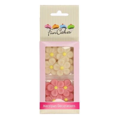 FunCakes Marzipan Decorations Daisies White/Pink Set/12