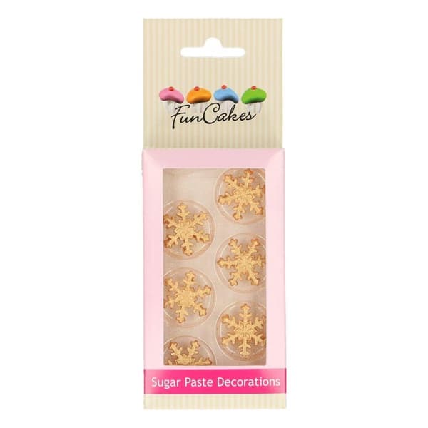 FunCakes Sugar Paste Decorations Ice Crystal Gold Set/6