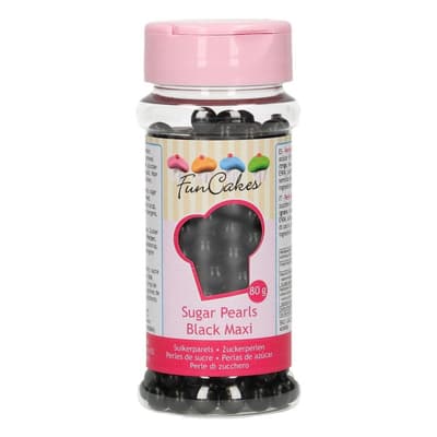 FunCakes Sugarpearls 7mm -Shiny Black- 80g