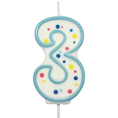 Candles - Blue Numeral 3 (64MM / 2.5")