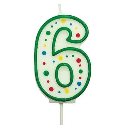 Candles - Green Numeral 6 (64MM / 2.5")