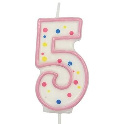 Candles - Pink Numeral 5 (64MM / 2.5")