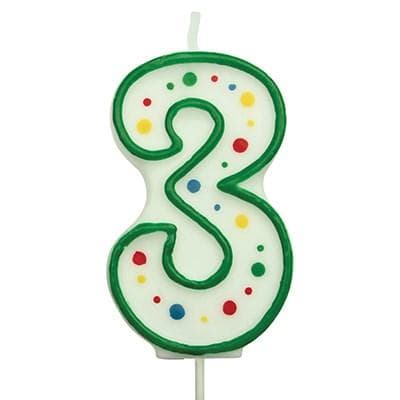 Candles - Green Numeral 3 (64MM / 2.5")