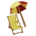 Handcrafted Sugar Toppers - Yellow Umbrella & Deck Chair (63 x 56mm / 2.5 x 2.25