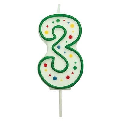 Candles - Green Numeral 3 (38MM / 1.5")
