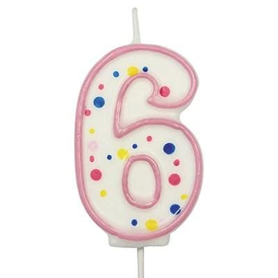 Candles - Pink Numeral 6 (64MM / 2.5")
