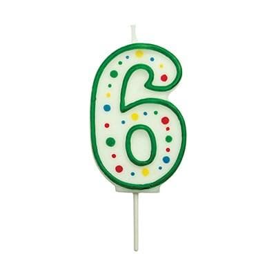 Candles - Green Numeral 6 (38MM / 1.5")