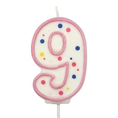 Candles - Pink Numeral 9 (64MM / 2.5")