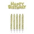 Candles - Gold Happy Birthday with Plaque Set