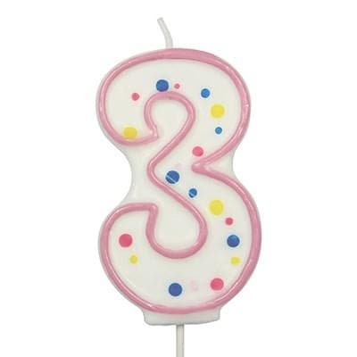 Candles - Pink Numeral 3 (64MM / 2.5")