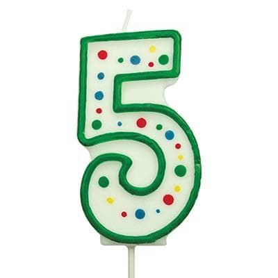 Candles - Green Numeral 5 (64MM / 2.5")