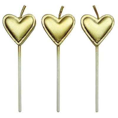 Candles - Gold Hearts Set of 8 (22mm / 0.9”)