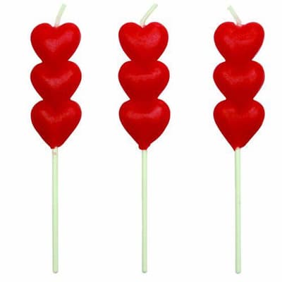 Candles - Red Hearts Set of 8 (43mm / 1.7”)