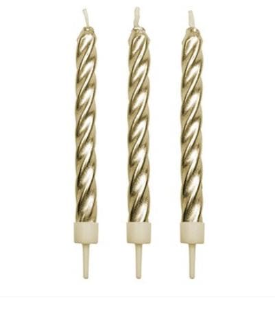 Candles - Gold Twist with Holders Pk/10 (62mm / 2.4”)