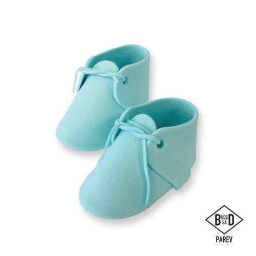 Handcrafted Sugar Toppers - Blue Baby Bootee Pk/2 (96 x 52mm / 3.77 x 2.04”)