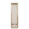 Candles - White with Gold Glitter Extra Tall with Holders Pk/16 (18cm / 7")