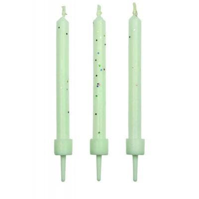 Candles - White Glitter with Holders Pk/10 (62mm / 2.4”)