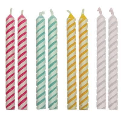 Candles - 4 Colour Medium Striped Pk/24 (59mm / 2.3”)