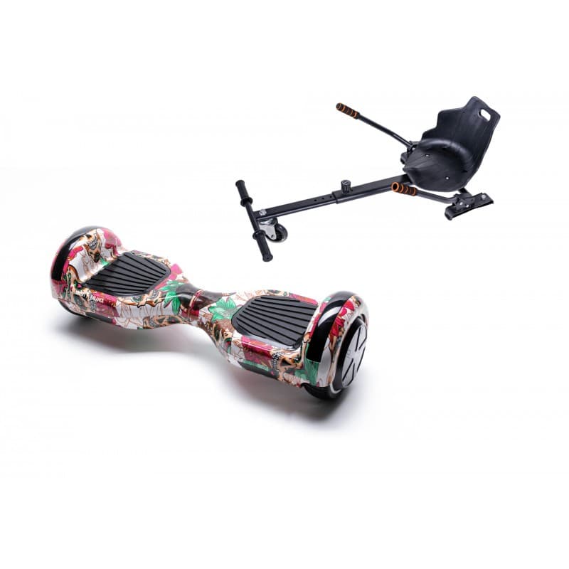 Package Smart Balance™ Hoverboard 6.5 inch, Regular Skull Color + Hoverseat, Motor 700 Wat, LED