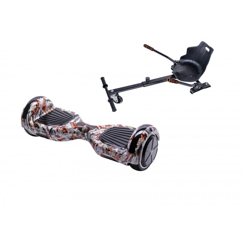Package Smart Balance™ Hoverboard 6.5 inch, Regular Tattoo + Hoverseat, Motor 700 Wat, LED