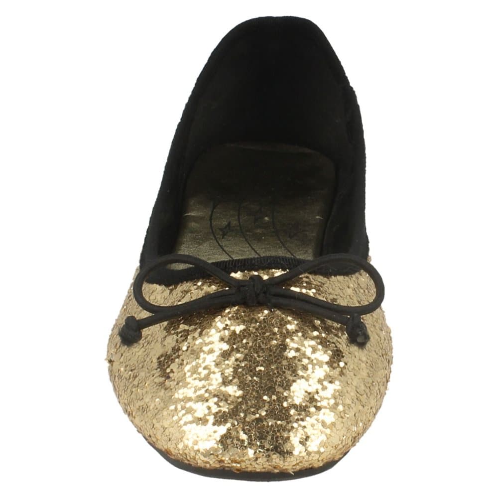 Star Womens/Ladies Glitter Bow Square Toe Ballet Shoes