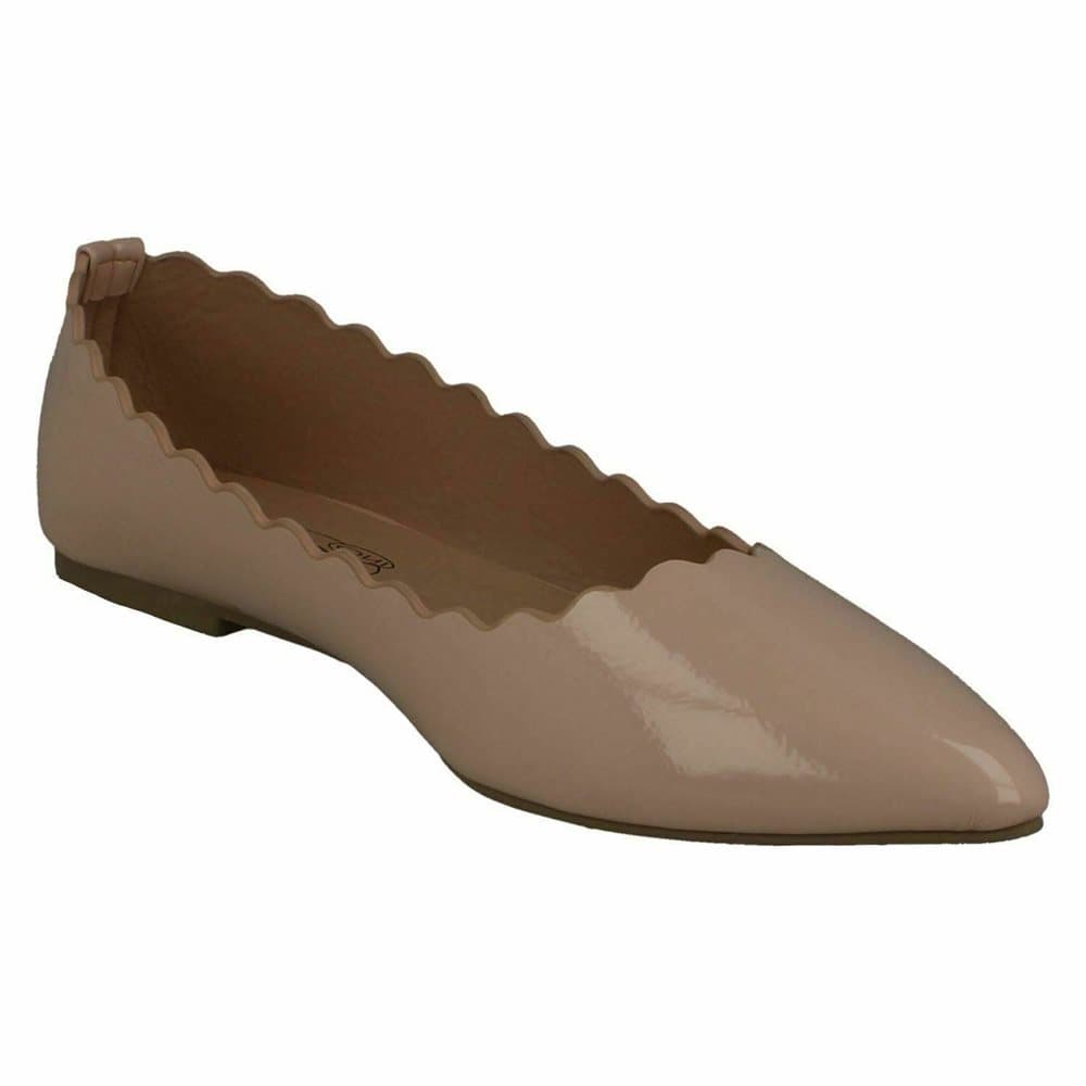 Spot On Womens/Ladies Leather Scalloped Ballerinas
