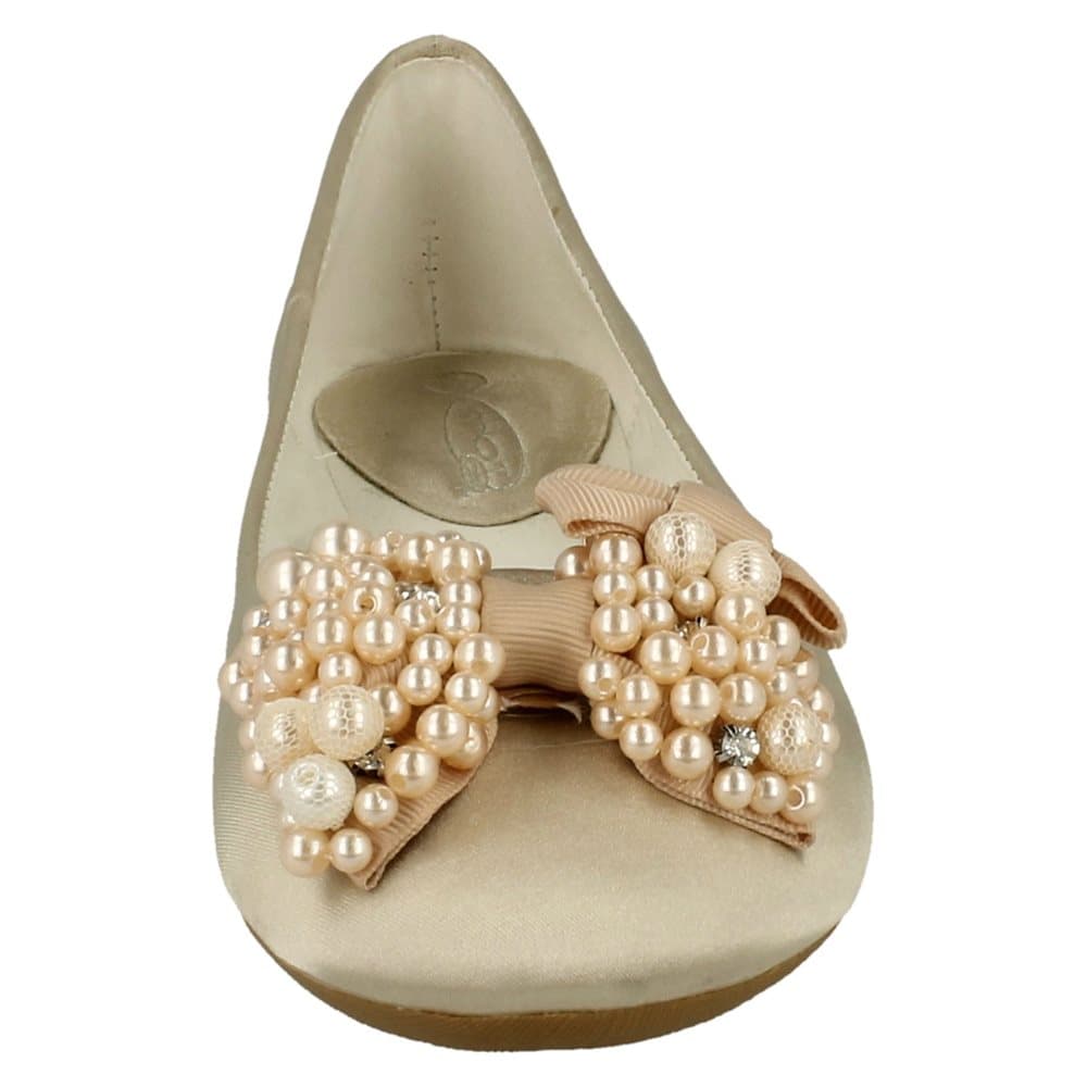 Spot On Womens/Ladies Flat Ballerina Wedding Shoes With Beaded Bow