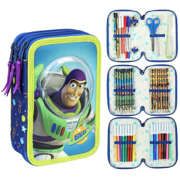 Toy Story Buzz Lightyear & Woody Triple School Set 43-delt Pennset Blå / Grøn
